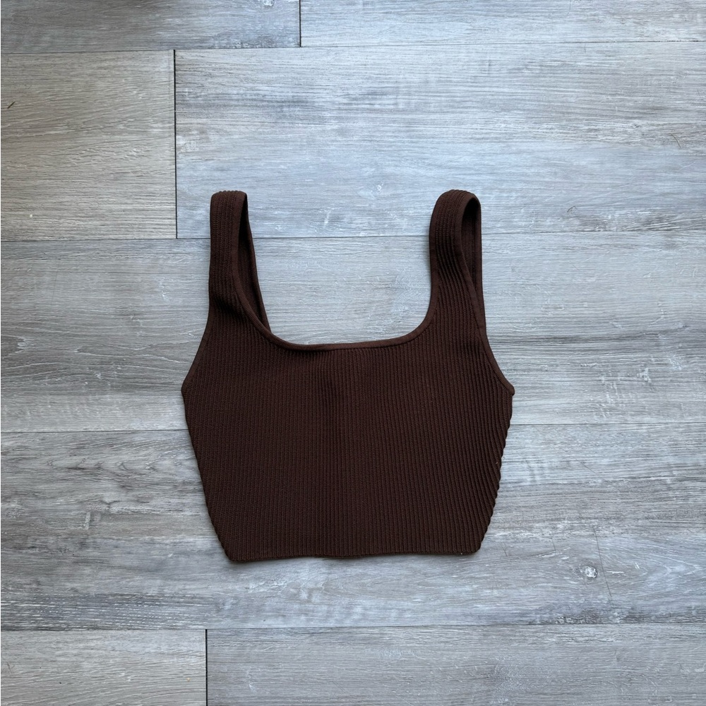 Babaton Chocolate Ribbed Tank Top
